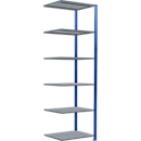 Schulte Lagertechnik Fachbodenregal Stecksystem MultiPlus250, Anbauregal, 6 Fachböden, Kreuzstrebe, B 750 x T 600 x H 2500 mm, Enzianblau RAL 5010