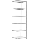 Schulte Lagertechnik Fachbodenregal Stecksystem MultiPlus250, Anbauregal, 6 Fachböden, Kreuzstrebe, B 750 x T 600 x H 2500 mm, Lichtgrau RAL 7035