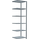 Schulte Lagertechnik Fachbodenregal Stecksystem MultiPlus250, Anbauregal, 6 Fachböden, Kreuzstrebe, B 750 x T 600 x H 2500 mm, silbergrau/verzinkt