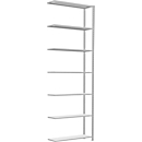 Schulte Lagertechnik Fachbodenregal Stecksystem MultiPlus250, Anbauregal, 7 Fachböden, Kreuzstrebe, B 1000 x T 300 x H 3000 mm, Lichtgrau RAL 7035