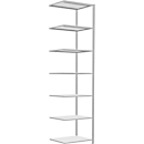 Schulte Lagertechnik Fachbodenregal Stecksystem MultiPlus250, Anbauregal, 7 Fachböden, Kreuzstrebe, B 750 x T 600 x H 3000 mm, Lichtgrau RAL 7035