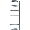 Schulte Lagertechnik Fachbodenregal Stecksystem MultiPlus250, Anbauregal, 7 Fachböden, Kreuzstrebe, B 750 x T 600 x H 3000 mm, silbergrau/verzinkt