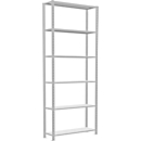 Schulte Lagertechnik Fachbodenregal Stecksystem MultiPlus250, Grundregal, 6 Fachböden, Kreuzstrebe, B 1000 x T 300 x H 2500 mm, Lichtgrau RAL 7035