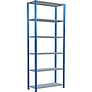 Schulte Lagertechnik Fachbodenregal Stecksystem MultiPlus250, Grundregal, 6 Fachböden, Kreuzstrebe, B 1000 x T 400 x H 2500 mm, Enzianblau RAL 5010