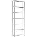 Schulte Lagertechnik Fachbodenregal Stecksystem MultiPlus250, Grundregal, 7 Fachböden, Kreuzstrebe, B 1000 x T 300 x H 3000 mm, Lichtgrau RAL 7035