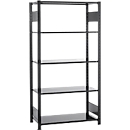 Schulte Lagertechnik MULTIplus 150, basisrek met lengteschroef, 5 in hoogte verstelbare legborden, tot 1300 kg, B 1000 x D 500 x H 2000 mm staal, zwart
