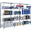 Schulte Lagertechnik Rayonnage à tablettes, 1 rayonnage de base + 2 rayonnages additionnels, y compris 15 tablettes, 5 niveaux de stockage, L 3072 x P 300 x H 2000 mm, acier, gris