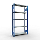 Schulte Lagertechnik Steckregal MULTIplus250, Grundregal, 2000 x 1000 x 300 mm, 5 Fachböden, RAL 5010 enzianblau/verzinkt