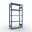Schulte Lagertechnik Steckregal MULTIplus250, Grundregal, 5 Fachböden, 2000 x 1000 x 400 mm, 250 kg, RAL 5010 enzianblau/verzinkt