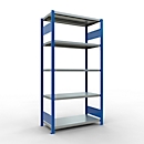 Schulte Lagertechnik Steckregal MULTIplus250, Grundregal, B 1000 x T 600 x H 2000 mm, Stahl, RAL 5010 Enzianblau/verzinkt