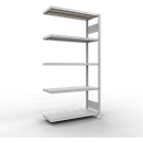 Schulte Lagertechnik Système de rayonnage à tablettes emboîtable MULTIplus 250, rayonnage annexe, verrou de longueur, 2000x1000x400 mm, 5 tablettes, gris clair