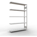 Schulte Lagertechnik Système de rayonnage à tablettes emboîtable MULTIplus 250, rayonnage annexe, verrou de longueur, 2000x1300x300 mm, 5 tablettes, gris clair