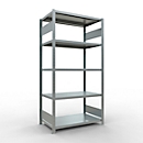 Schulte Lagertechnik Système de rayonnage à tablettes emboîtables MULTIplus 250, rayonnage de base, verrou de longueur, 2000x1000x600 mm, 5 tablettes, galvanisé