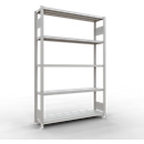 Schulte Lagertechnik Système de rayonnages à tablettes emboîtables MULTIplus 250, rayonnage de base, verrou de longueur, 2000x1300x300 mm, 5 tablettes, gris clair