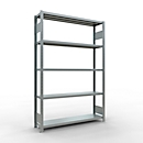 Schulte MULTIplus250 Steckregal, Grundregal, 5 Fachböden, bis 250 kg je Fachboden, werkzeuglos montierbar, B 1300 x T 300 x H 2000, silbergrau