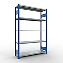 Schulte MULTIplus250 Steckregal, Grundregal, 5 Fachböden, bis 250 kg je Fachboden, werkzeuglos montierbar, B 1300 x T 400 x H 2000, enzianblau/verzinkt