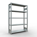 Schulte MULTIplus250 Steckregal, Grundregal, 5 Fachböden, bis 250 kg je Fachboden, werkzeuglos montierbar B 1300 x T 400 x H 2000, silbergrau