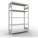 Schulte MULTIplus250 Steckregal, Grundregal, 5 Fachböden, bis 250 kg je Fachboden, werkzeuglos montierbar, B 1300 x T 500 x H 2000, lichtgrau