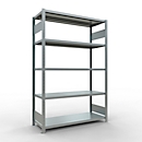 Schulte MULTIplus250 Steckregal, Grundregal, 5 Fachböden, bis 250 kg je Fachboden, werkzeuglos montierbar B 1300 x T 500 x H 2000, silbergrau