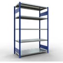 Schulte MULTIplus250 Steckregal, Grundregal, 5 Fachböden, bis 250 kg je Fachboden, werkzeuglos montierbar, B 1300 x T 600 x H 2000, enzianblau/verzinkt