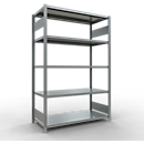 Schulte MULTIplus250 Steckregal, Grundregal, 5 Fachböden, bis 250 kg je Fachboden, werkzeuglos montierbar B 1300 x T 600 x H 2000, silbergrau