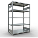 Schulte MULTIplus250 Steckregal, Grundregal, 5 Fachböden, bis 250 kg je Fachboden, werkzeuglos montierbar B 1300 x T 800 x H 2000, silbergrau