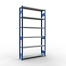 Schulte MULTIplus250 Steckregal, Grundregal, 6 Fachböden, bis 250 kg je Fachboden, werkzeuglos montierbar, B 1300 x T 300 x H 2500, enzianblau/verzinkt