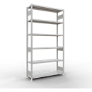 Schulte MULTIplus250 Steckregal, Grundregal, 6 Fachböden, bis 250 kg je Fachboden, werkzeuglos montierbar B 1300 x T 400 x H 2500, lichtgrau