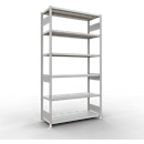 Schulte MULTIplus250 Steckregal, Grundregal, 6 Fachböden, bis 250 kg je Fachboden, werkzeuglos montierbar, B 1300 x T 500 x H 2500, lichtgrau