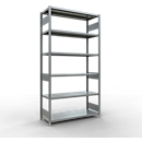 Schulte MULTIplus250 Steckregal, Grundregal, 6 Fachböden, bis 250 kg je Fachboden, werkzeuglos montierbar B 1300 x T 500 x H 2500, silbergrau