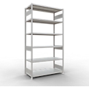 Schulte MULTIplus250 Steckregal, Grundregal, 6 Fachböden, bis 250 kg je Fachboden, werkzeuglos montierbar, B 1300 x T 600 x H 2500, lichtgrau