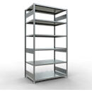 Schulte MULTIplus250 Steckregal, Grundregal, 6 Fachböden, bis 250 kg je Fachboden, werkzeuglos montierbar B 1300 x T 800 x H 2500, silbergrau