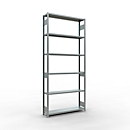 Schulte MULTIplus250 Steckregal, Grundregal, 7 Fachböden, bis 250 kg je Fachboden, werkzeuglos montierbar B 1300 x T 300 x H 3000, silbergrau