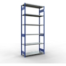 Schulte MULTIplus250 Steckregal, Grundregal, 7 Fachböden, bis 250 kg je Fachboden, werkzeuglos montierbar, B 1300 x T 500 x H 3000, enzianblau/verzinkt