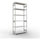 Schulte MULTIplus250 Steckregal, Grundregal, 7 Fachböden, bis 250 kg je Fachboden, werkzeuglos montierbar, B 1300 x T 500 x H 3000, lichtgrau