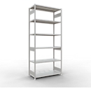 Schulte MULTIplus250 Steckregal, Grundregal, 7 Fachböden, bis 250 kg je Fachboden, werkzeuglos montierbar, B 1300 x T 600 x H 3000, lichtgrau