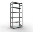 Schulte MULTIplus250 Steckregal, Grundregal, 7 Fachböden, bis 250 kg je Fachboden, werkzeuglos montierbar B 1300 x T 600 x H 3000, silbergrau