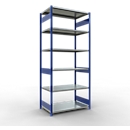 Schulte MULTIplus250 Steckregal, Grundregal, 7 Fachböden, bis 250 kg je Fachboden, werkzeuglos montierbar, B 1300 x T 800 x H 3000, enzianblau/verzinkt