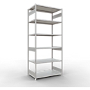 Schulte MULTIplus250 Steckregal, Grundregal, 7 Fachböden, bis 250 kg je Fachboden, werkzeuglos montierbar, B 1300 x T 800 x H 3000, lichtgrau