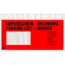 SecurePack Premium documentenhoesje/afleverhoesje, Din lang, met opdruk, kijkvenster, zelfklevend, waterbestendig, LDPE &amp; kraftpapier, rood, 500 stuks