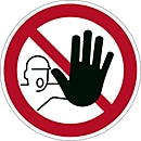 Señal duradera, redonda, para uso en interiores, motivo "Acceso prohibido", EN ISO 7010, autoadhesiva, blanco-rojo, 1 pieza