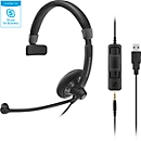 Sennheiser headset SC 45 USB MS, dubbele aansluitingen, kabelaansluiting, eenzijdig