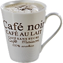 Service à café FAKT, 6 tasses, 0,25 l chacune, porcelaine, blanc avec imprimé décoratif marron