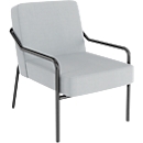 Sessel meet® by Paperflow MEDSO Klassik M, gepolstert, Sitzfläche austauschbar, B 580 x T 743 x H 736 mm, Stoff und Stahl, grau/mattschwarz