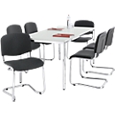 Set avantageux :  6 chaises ISO SWING anthracite et 1 table 1600 x 800 mm, gris clair