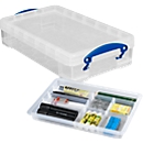 Set de 1 boîte de rangement en plastique Really Useful Boxes, transparente, avec couvercle, 1x 4 l et 1 boîte encastrable GRATUITE
