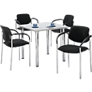Set de 4 chaises STYL, noir et 1 table 800 x 800 mm, gris clair 
