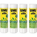 Set économique UHU bâton de colle stic ReNature, 40 gr, 4 pcs, sans solvant, lavable à froid