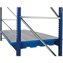 Shelf tray, polyethylene, hook-in, can be driven under, w. galvanized grating, W 1780 x D 1300 x H 250 mm