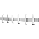 Sicherheitsgarderobe Arosa – 6 Doppelhaken mit Huthaken, B 950 x T 80 x H 190 mm, Stahl, alusilber